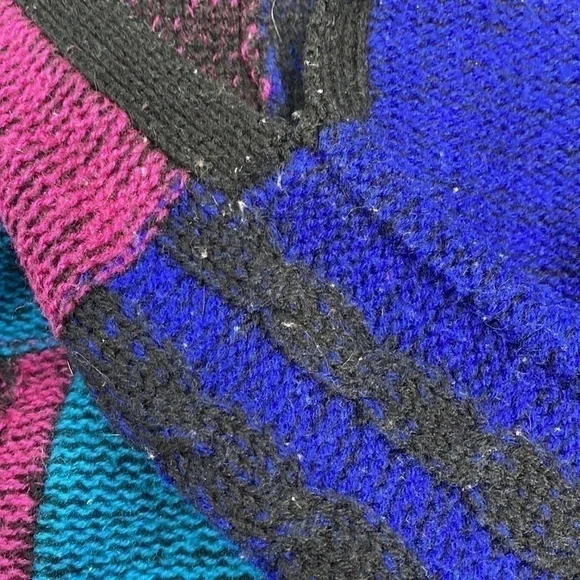 Vintage Sweater Colorblock Vest Black & Blue S/M - Picture 3 of 3